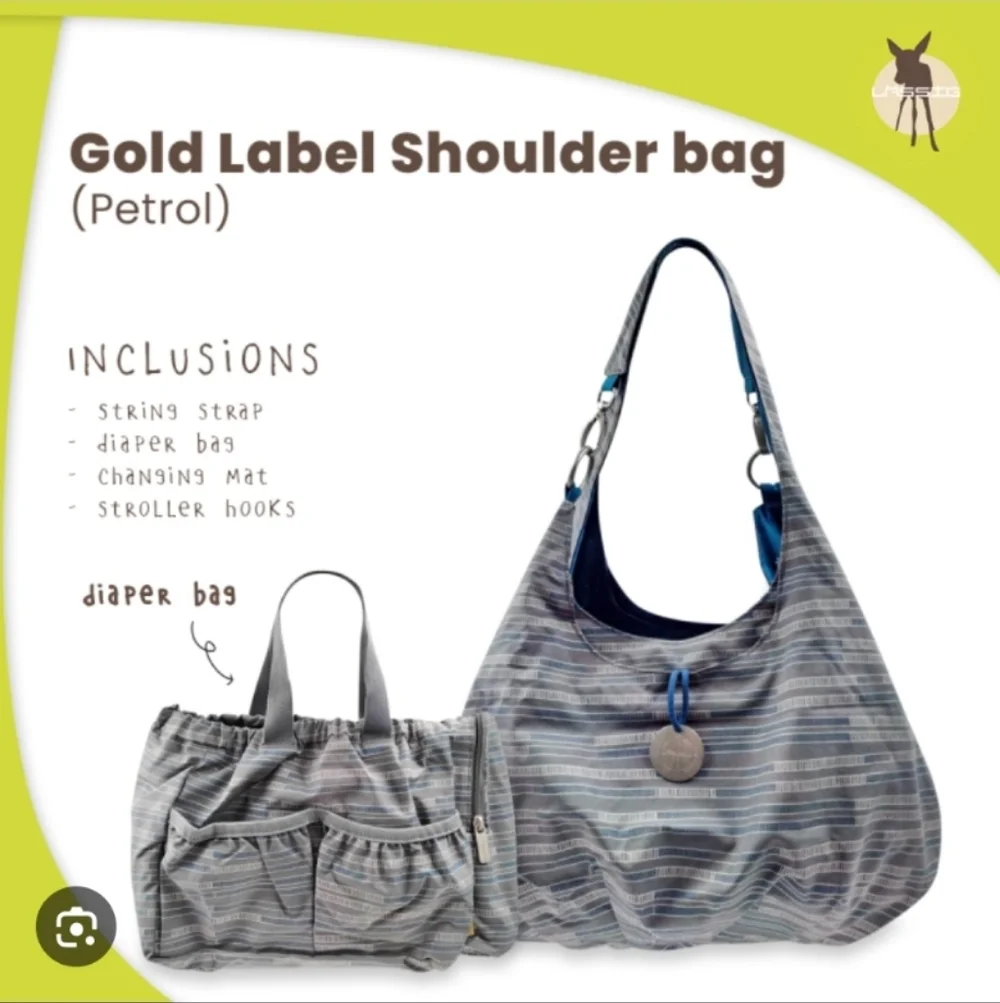 Lassig Gold Label Shoulder Bag with Matching Diaper Bag NWOT